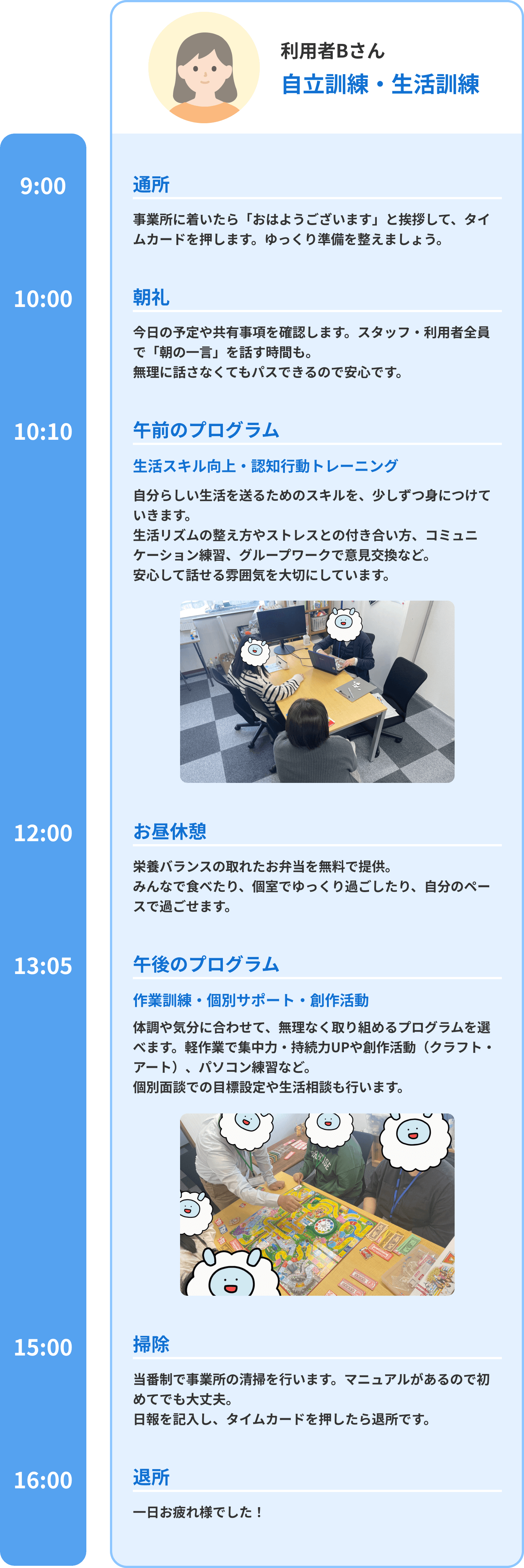 利用者Bさんの具体的なスケジュール